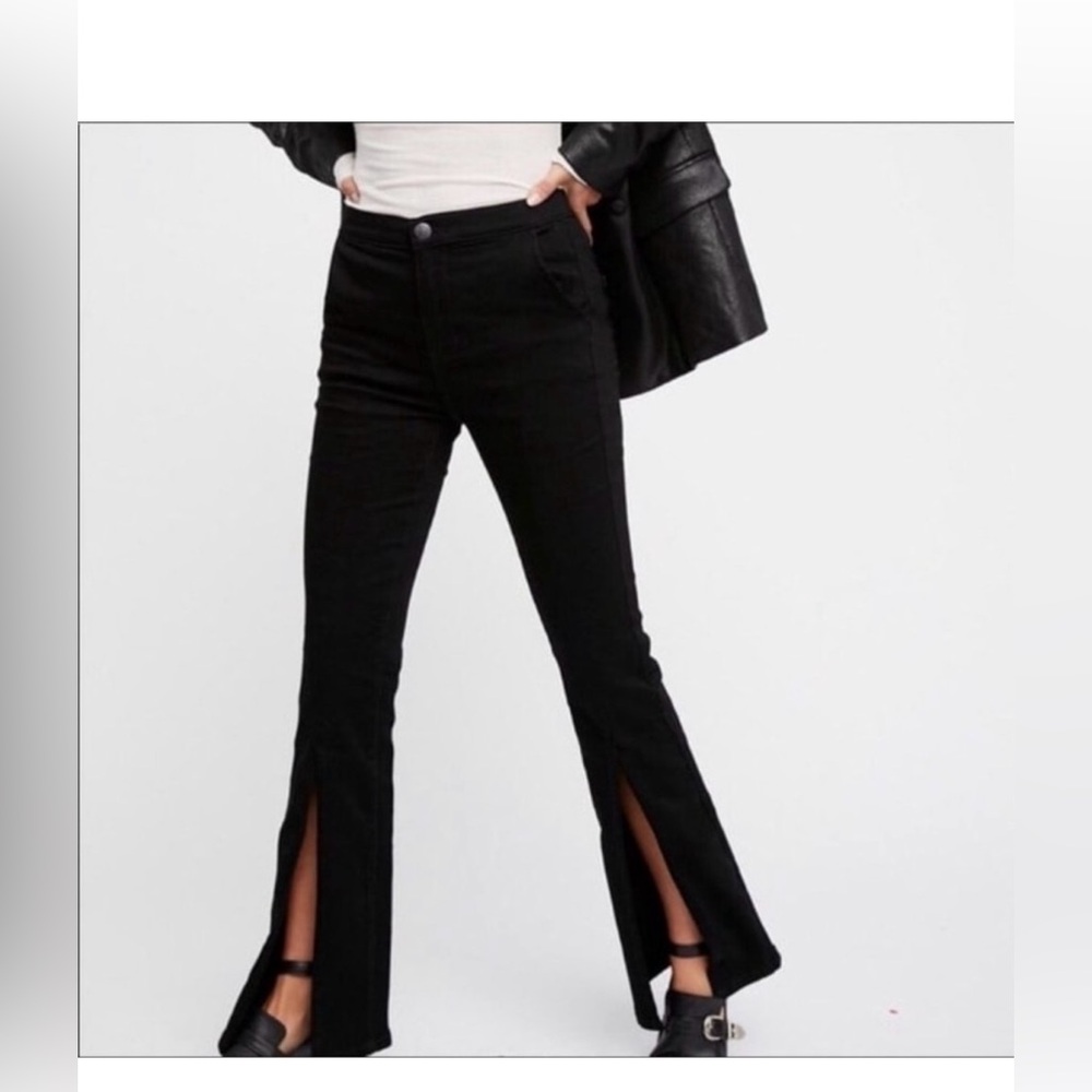 Free People We The Free Flared Black Jeans Size 24
